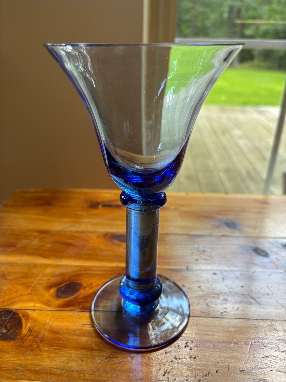 Cobalt Blue Handblown Drinking Glasses Wine Goblets - Set of 2 - Picture 2 of 8